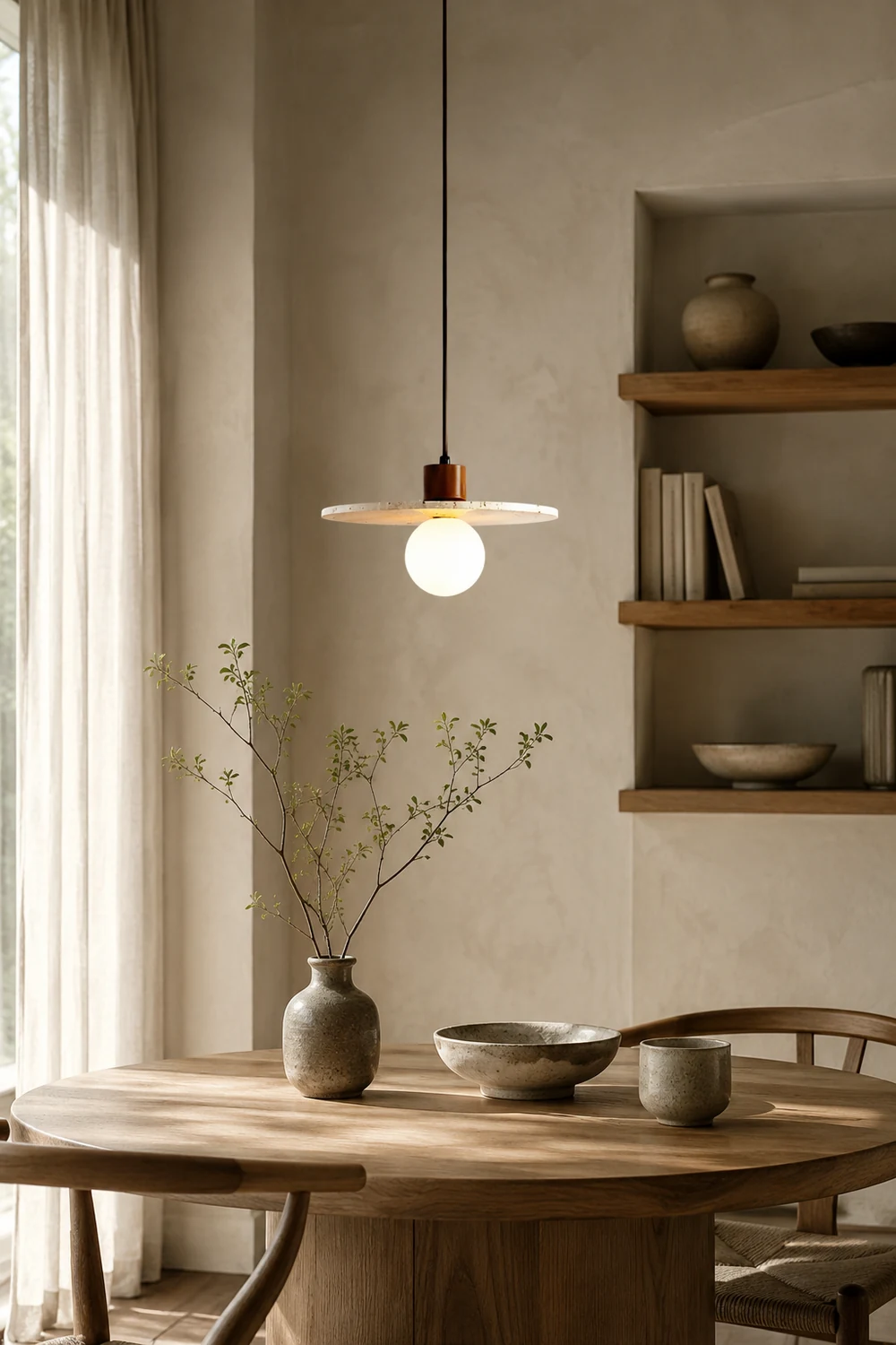 Zen Travertine Disc Pendant Light - Lumpaz