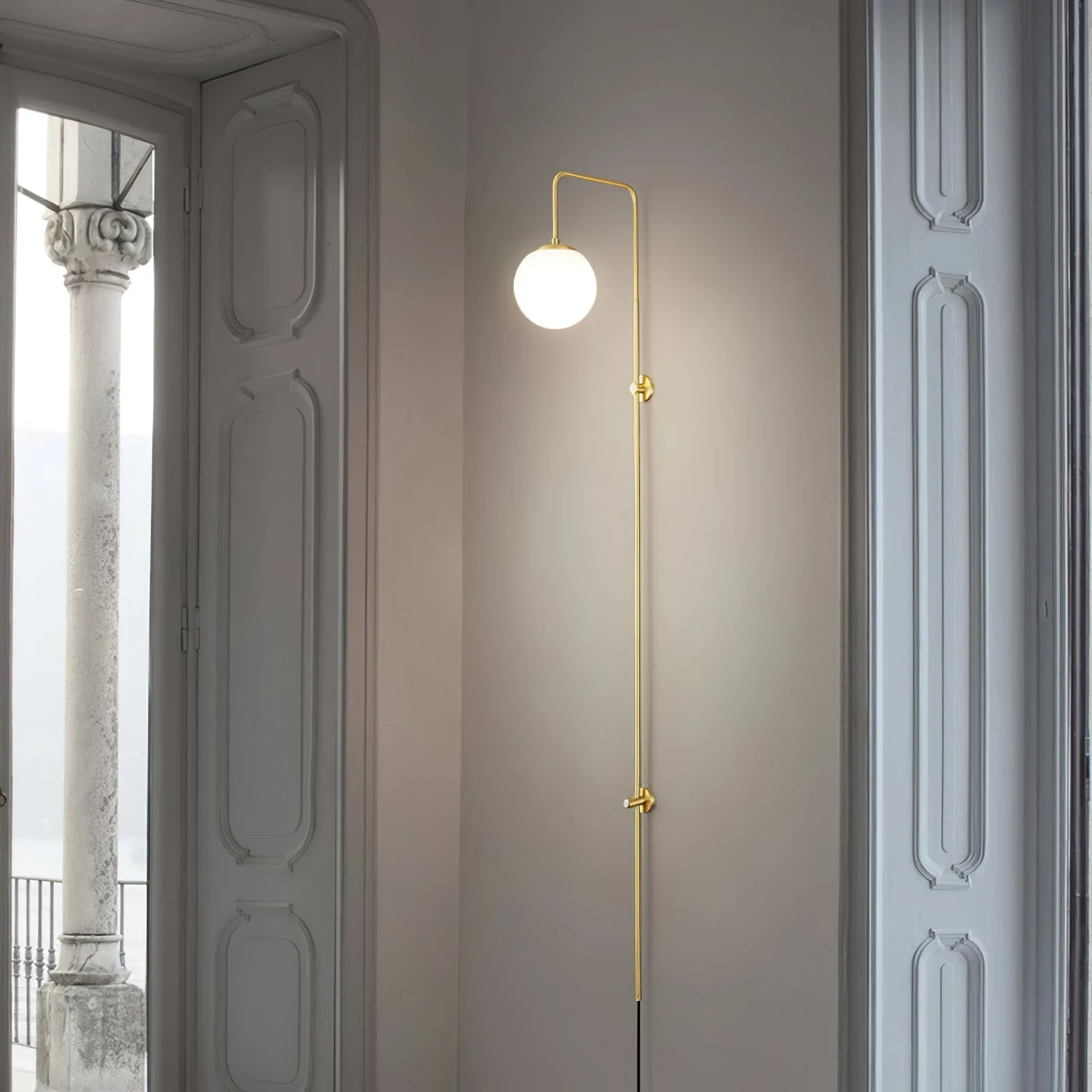 Brass Globe Arm Wall Sconce - Lumpaz