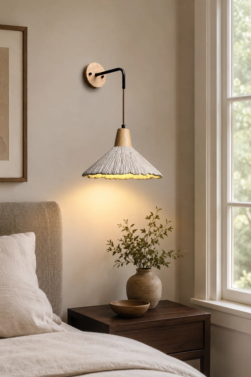 Vintage Textured Wood Wall Lamp - Lumpaz