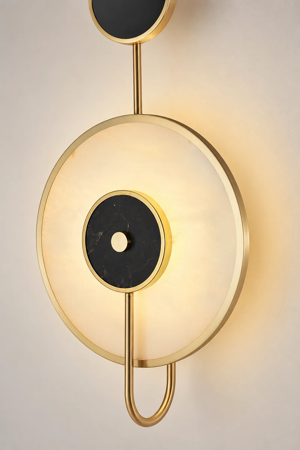 Art Deco Black & White Alabaster Wall Lamp - Lumpaz
