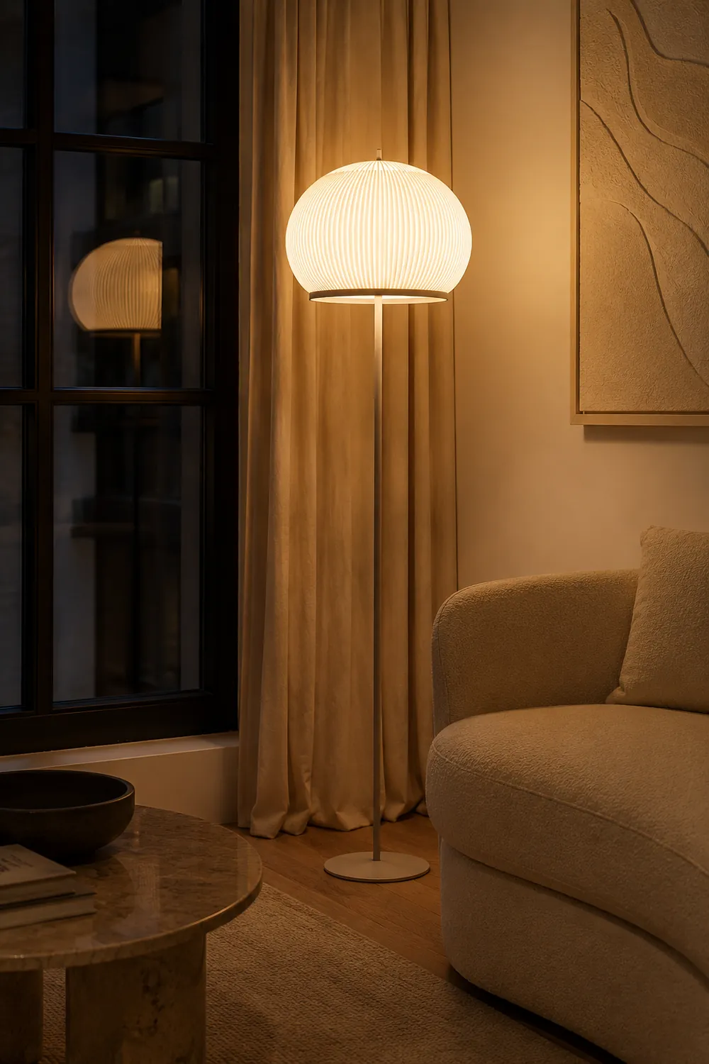 Knitted Round Lantern Floor Lamp - Lumpaz
