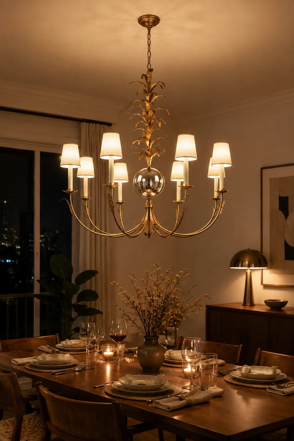 vintage gold leaf Gramercy chandelier - Lumpaz