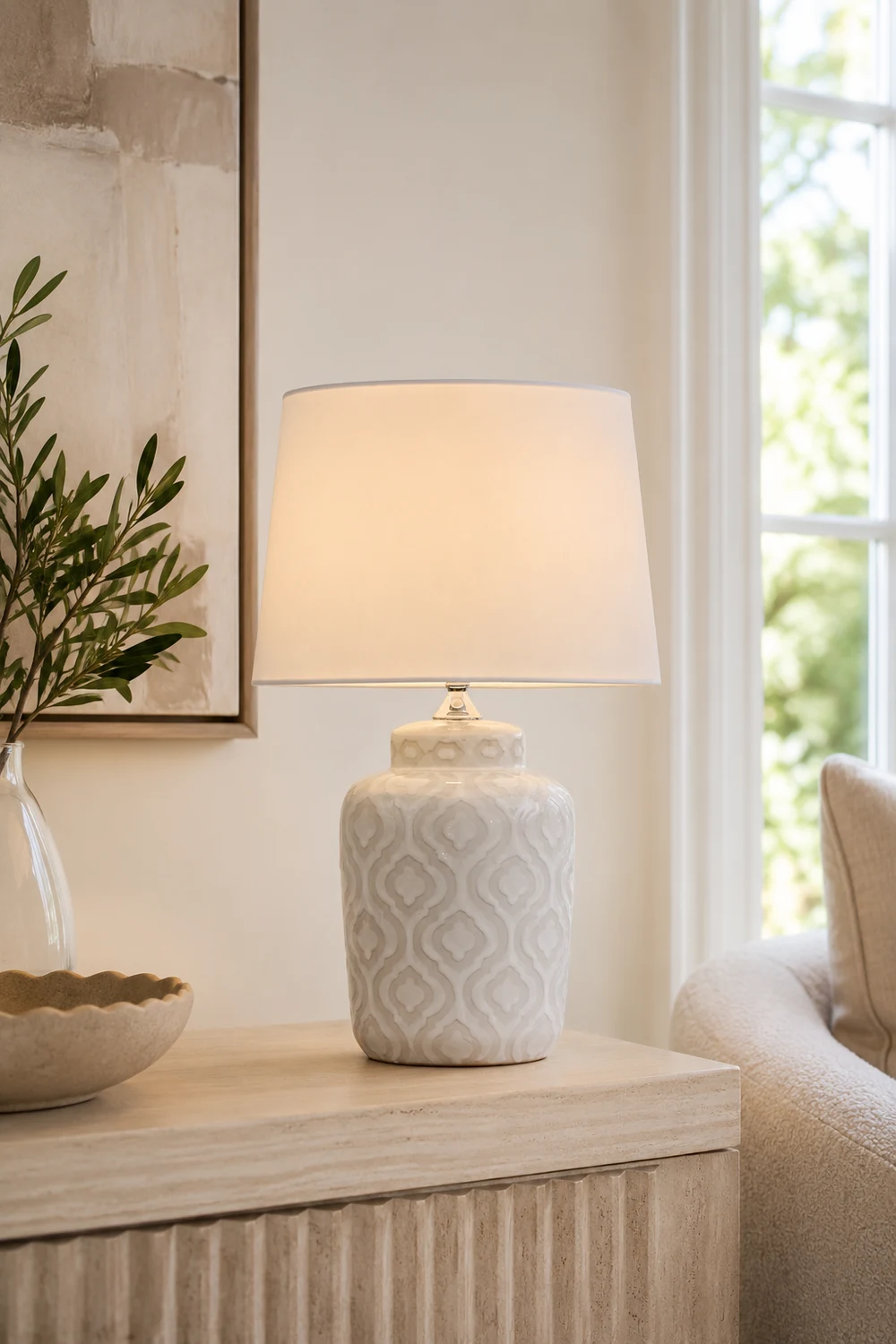 Textured Jar Table Lamp with Tapered Shade - Lumpaz