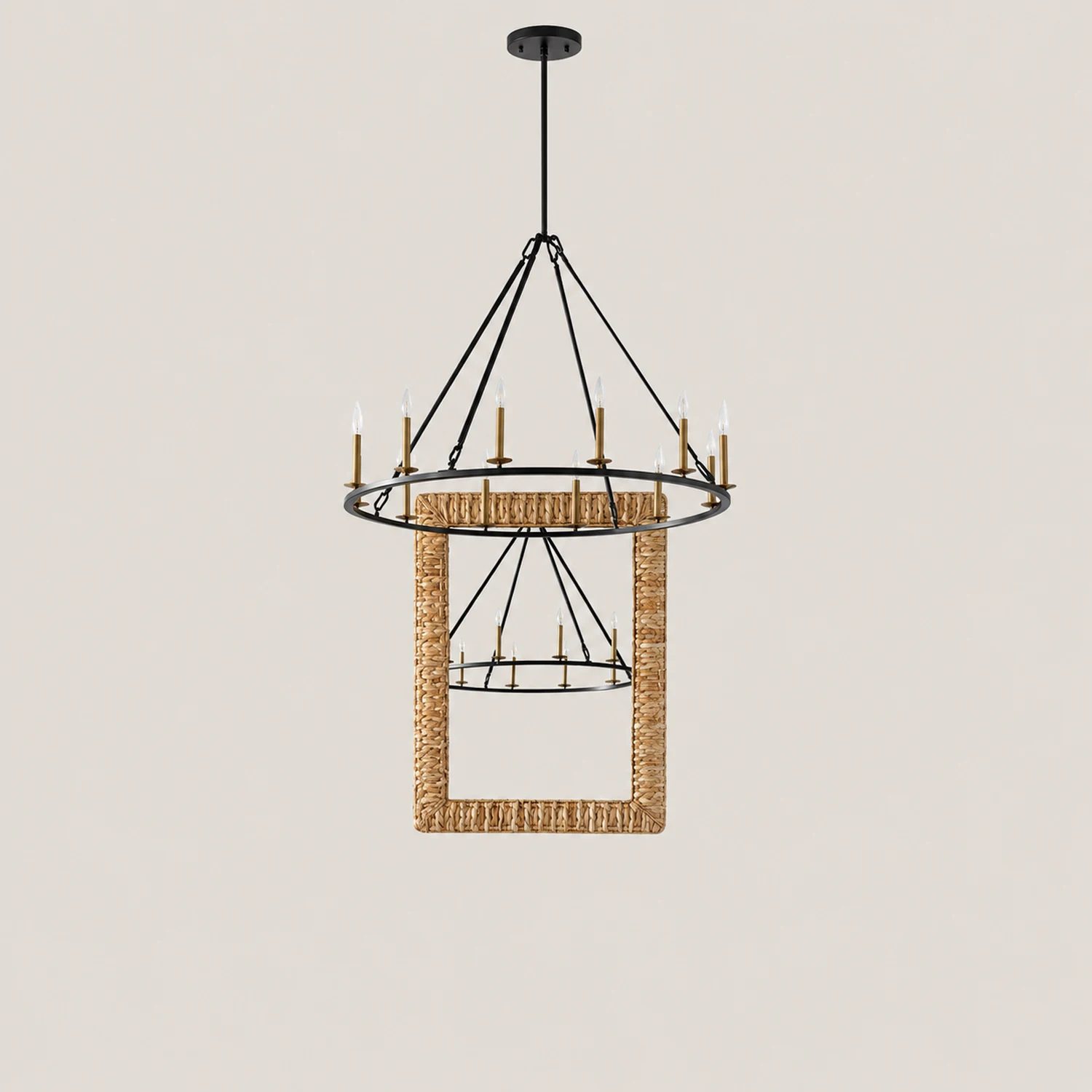 Black Round Farmhouse Candle Chandelier - Lumpaz