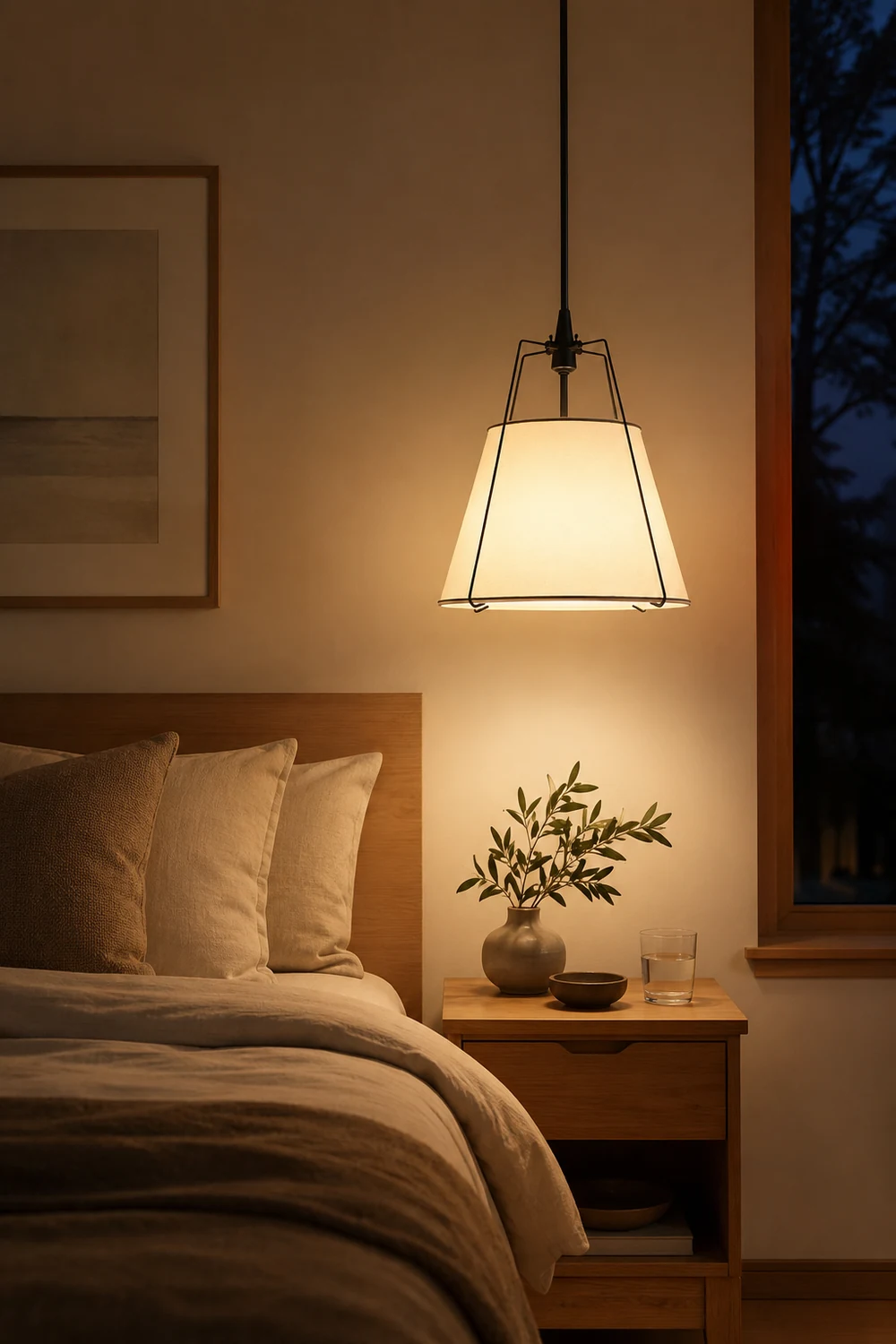 Renée Conical Gold and Fabric  Pendant Lamp - Lumpaz