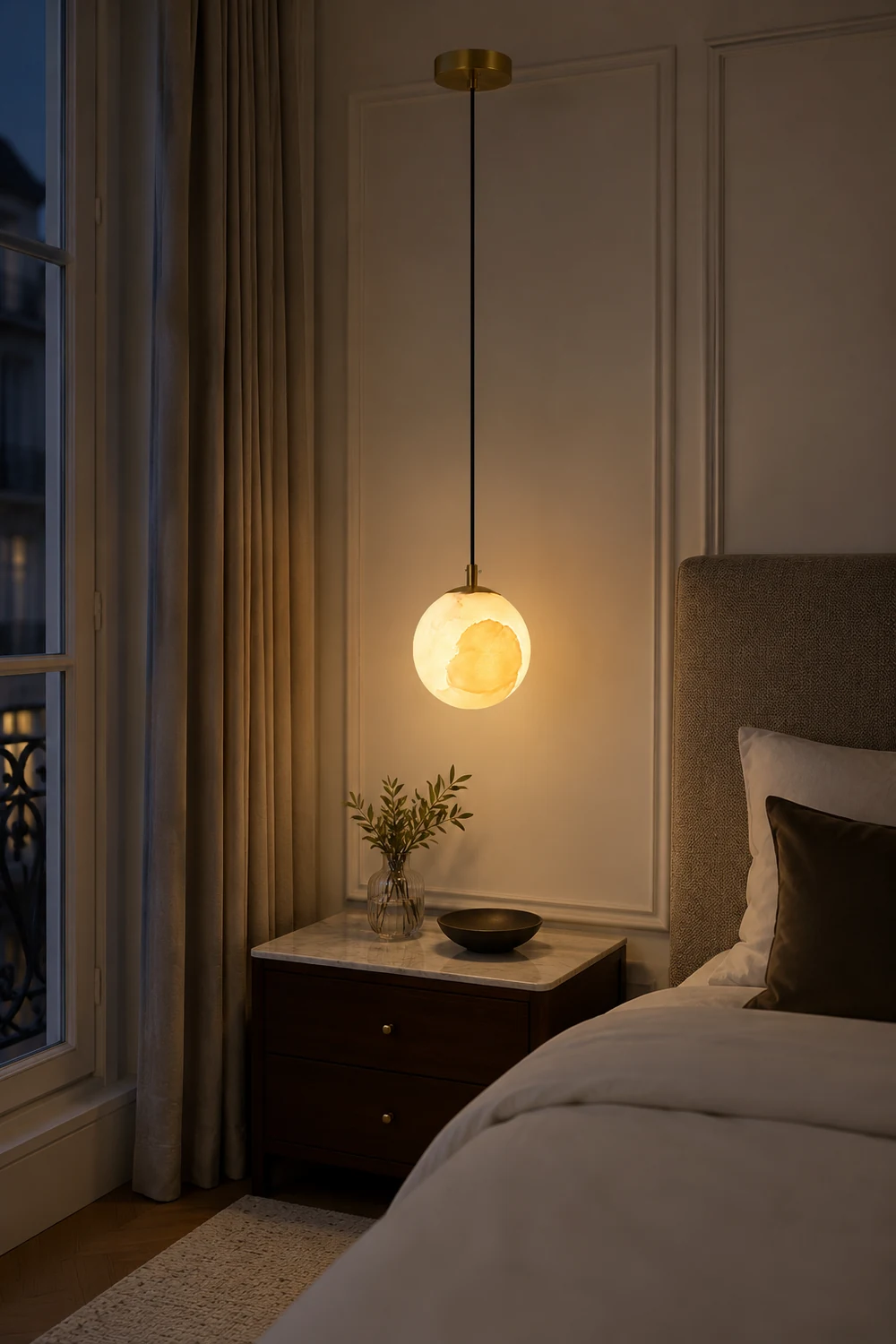 Amber Alabaster Globe Pendant Light - Lumpaz