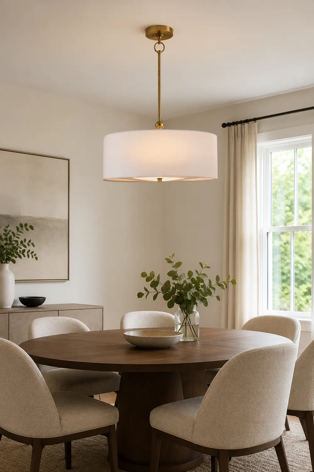 Reed Simple Drum Shade Pendant Light - Lumpaz