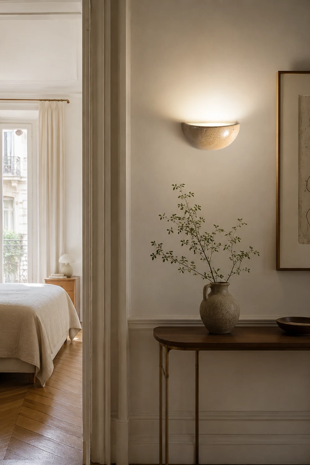 Mid-Century Semi-Circle Stone Wall Lamp - Lumpaz