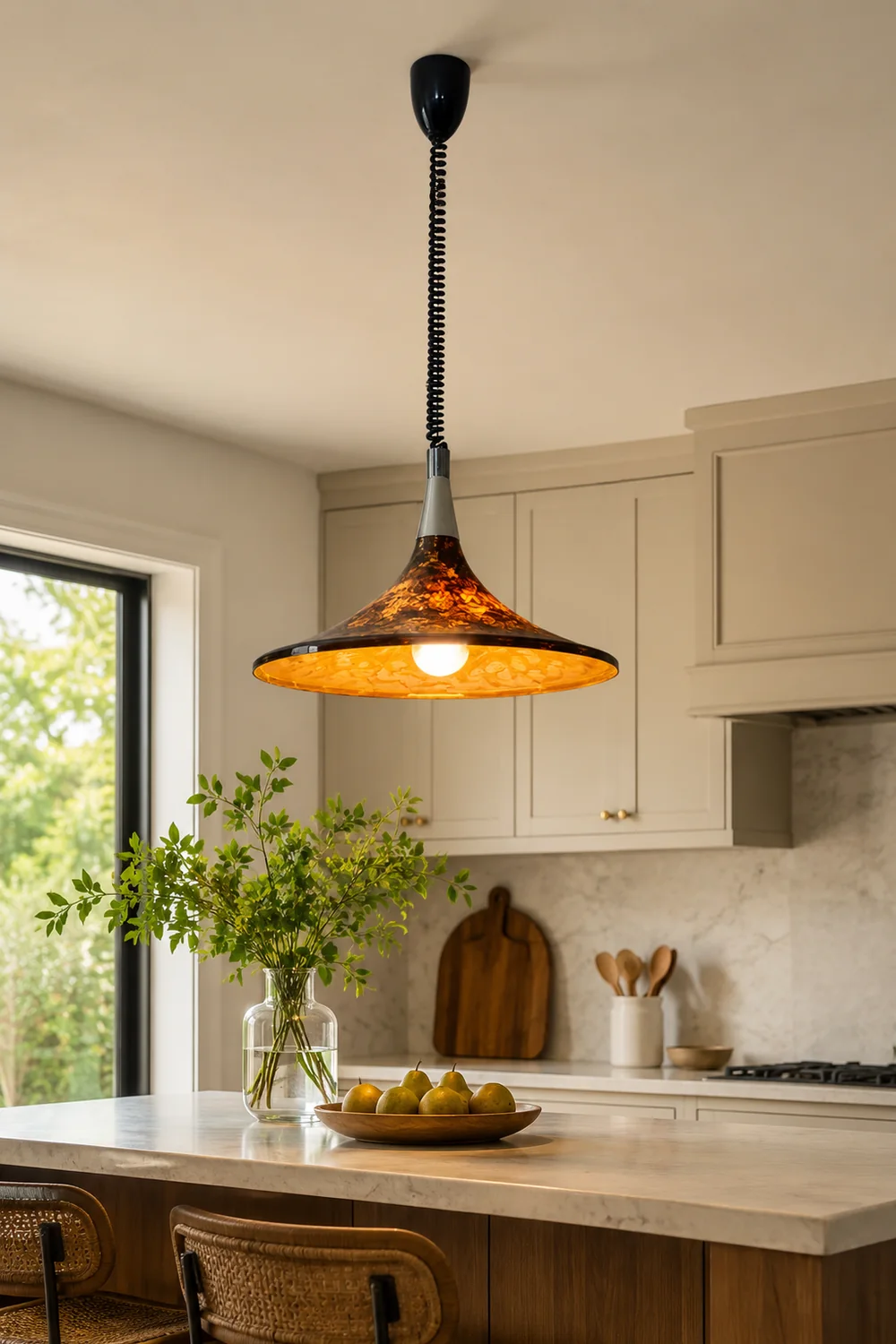 Vintage painted adjustable Pendant Light - Lumpaz