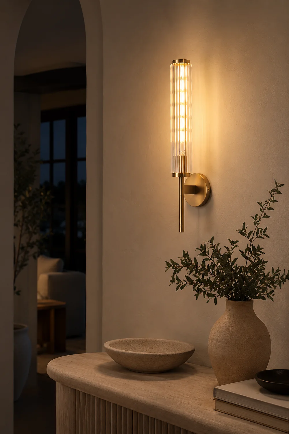 Glass Linear Brass Wall Light - Lumpaz