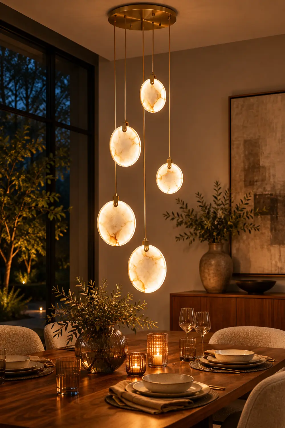 Tiered Alabaster Staircase Chandelier - Lumpaz