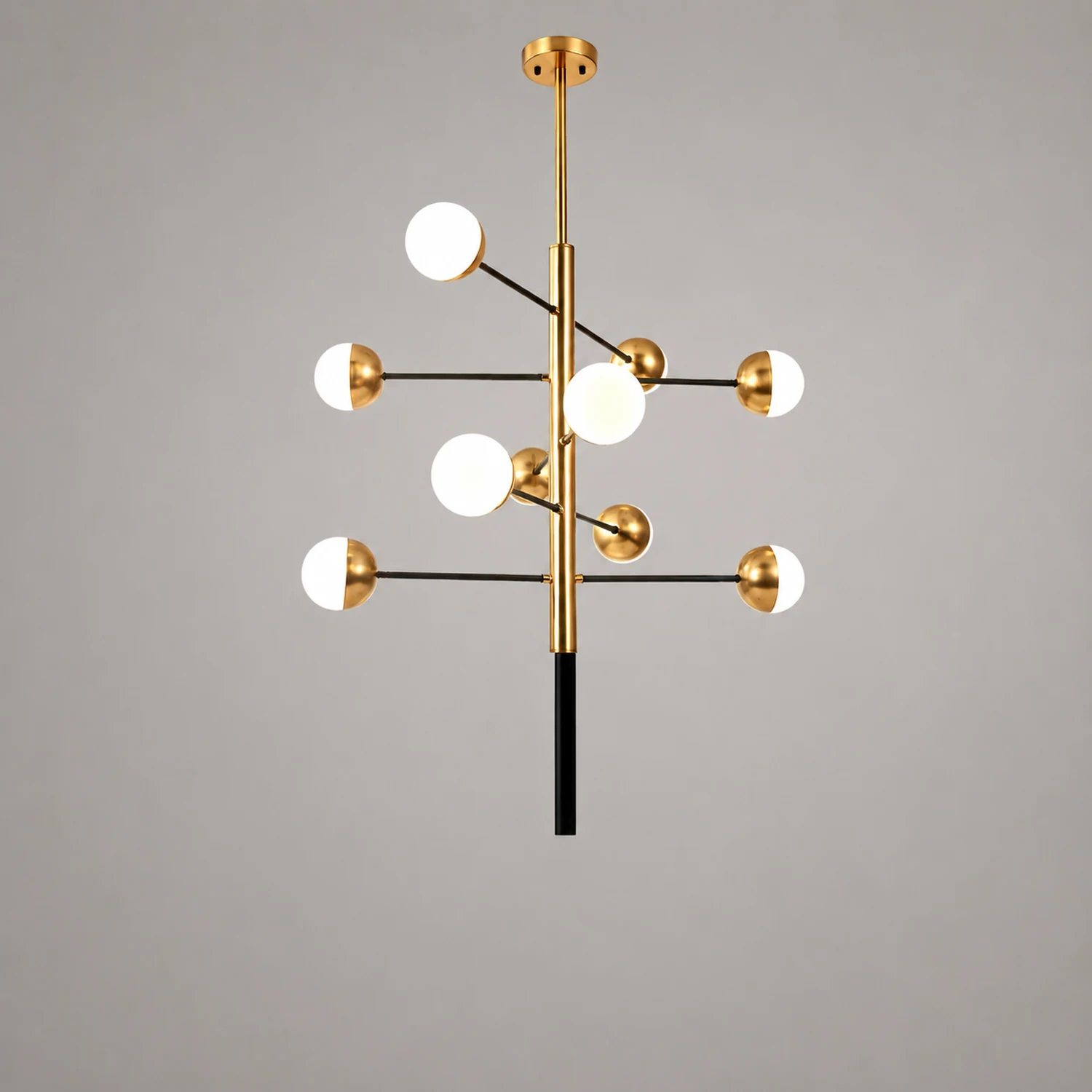 10-Globe Modern Brass Chandelier - Lumpaz