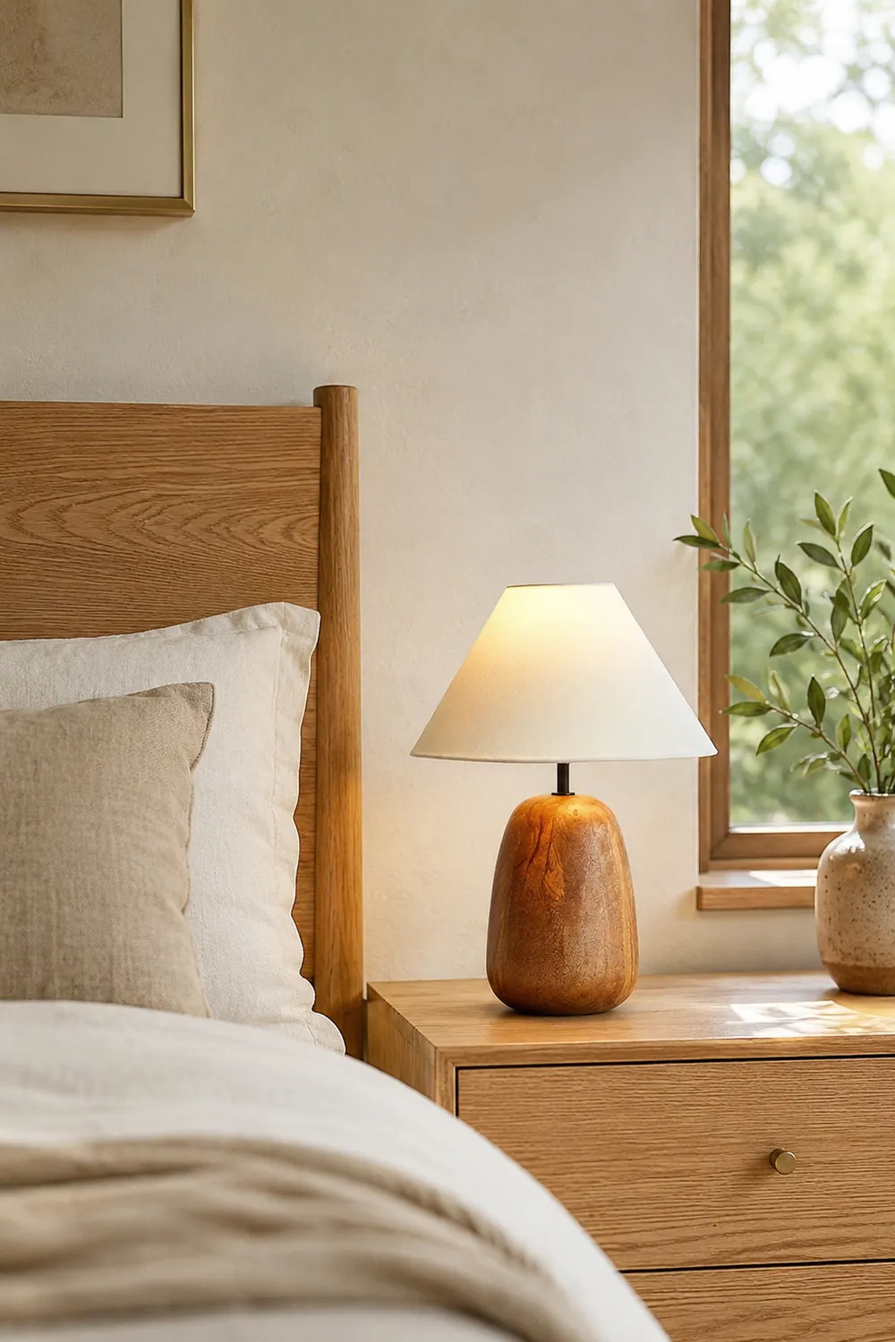 Grooved Country Wood Table Lamp - Lumpaz