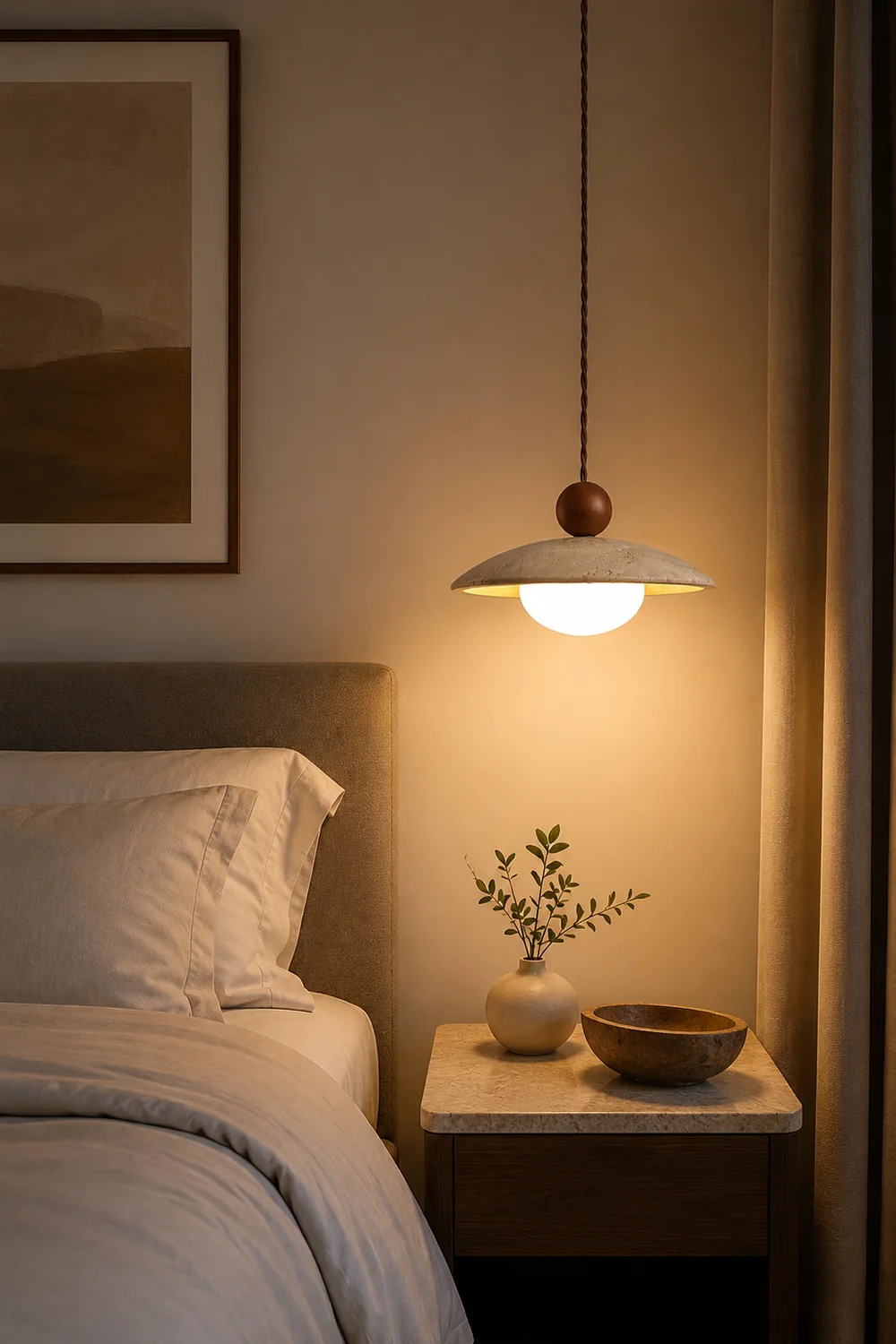 Scandinavian Travertine Disc Pendant Lamp - Lumpaz