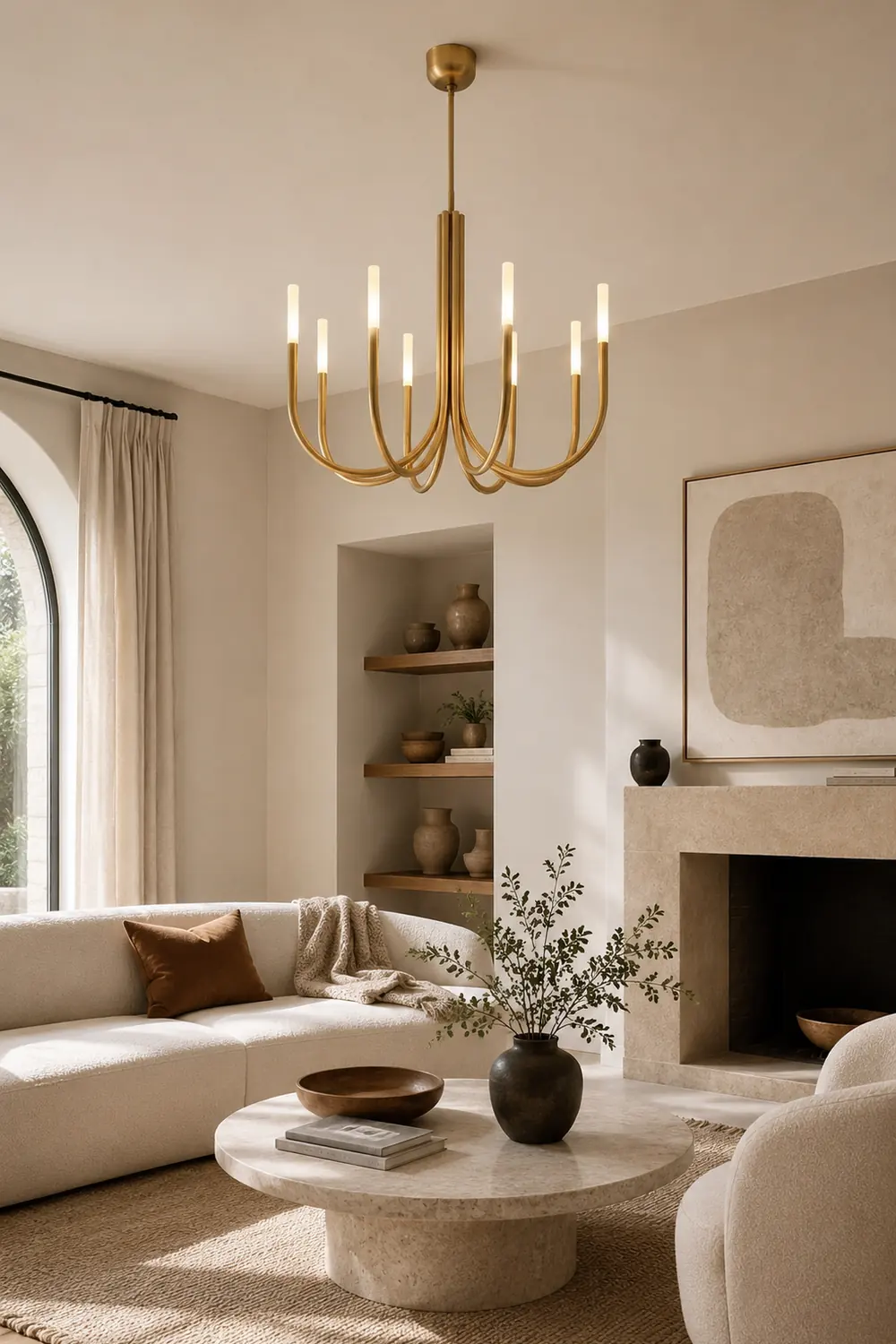 Rousseau 8-Light Brass Candle Chandelier - Lumpaz