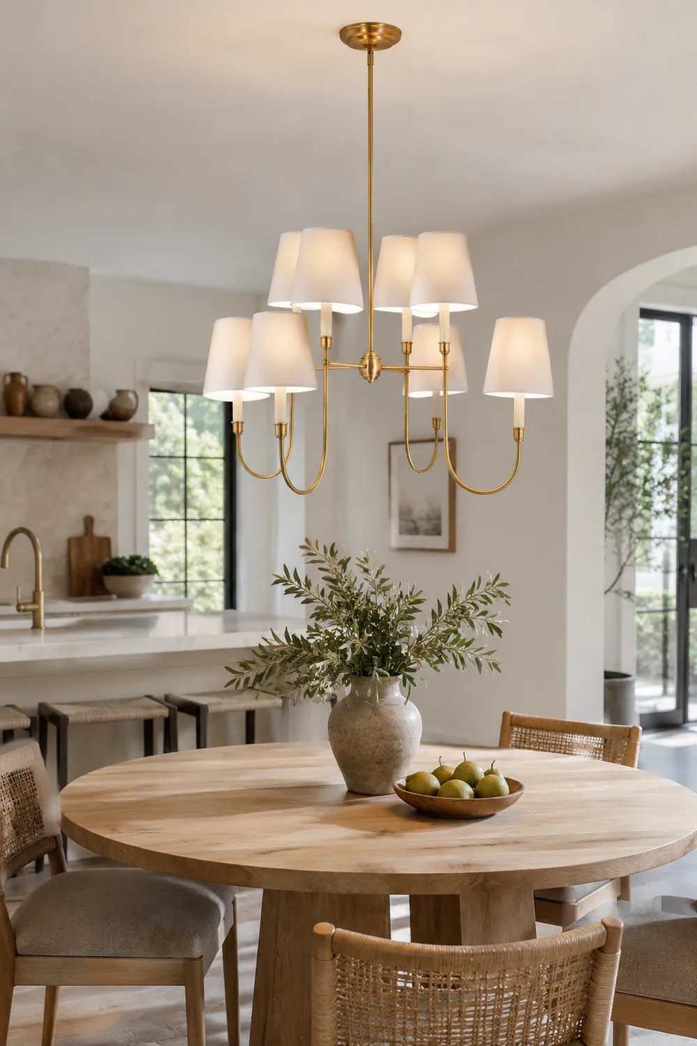 Vendome Gold Fabric Shade Chandelier - Lumpaz