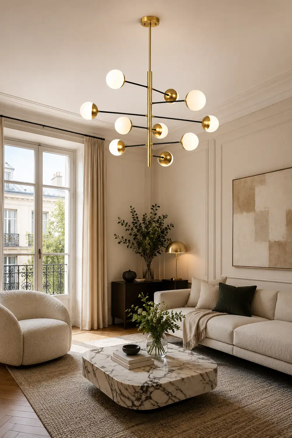 10-Globe Modern Brass Chandelier - Lumpaz