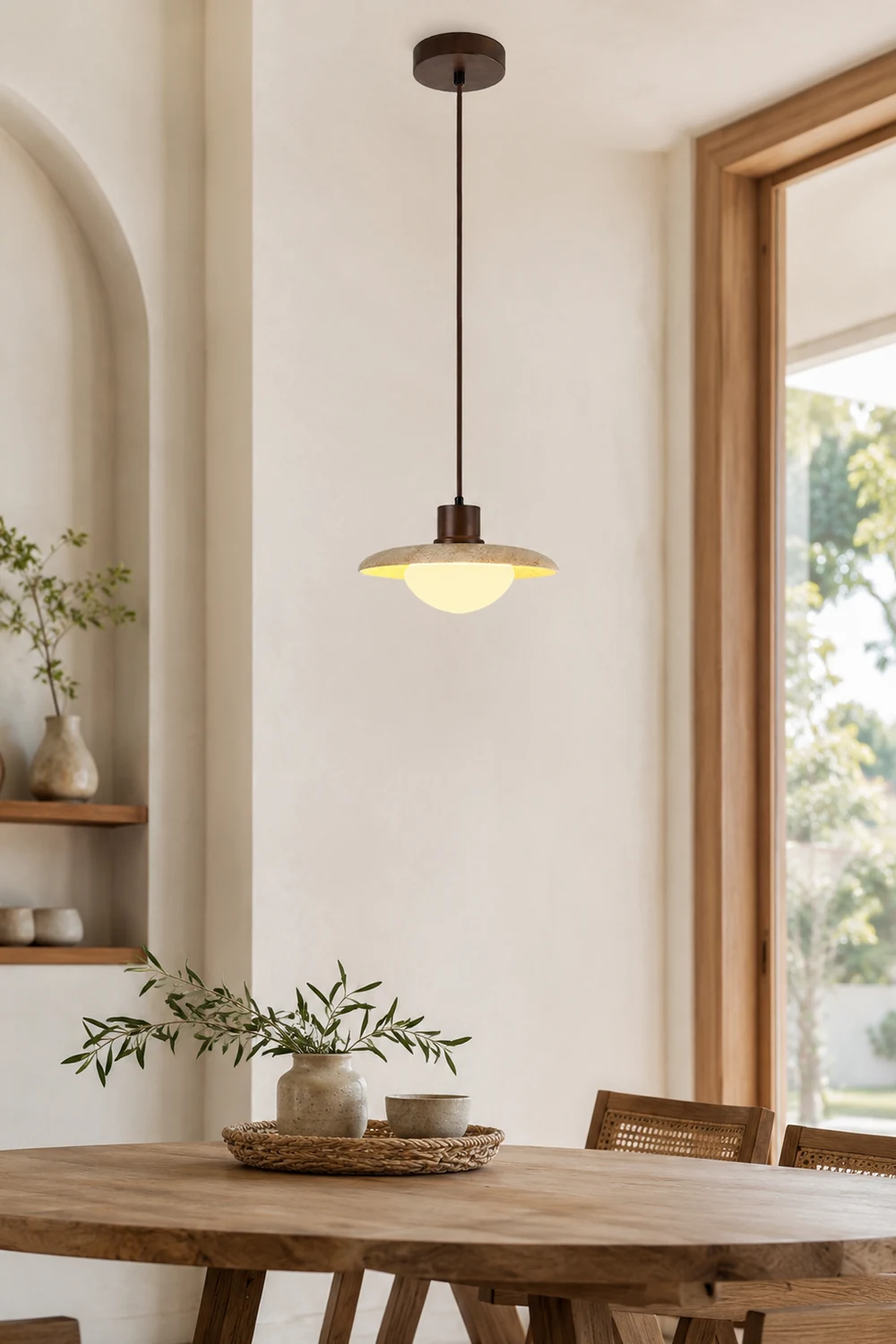 Japanese Modern Travertine Hanging Light - Lumpaz