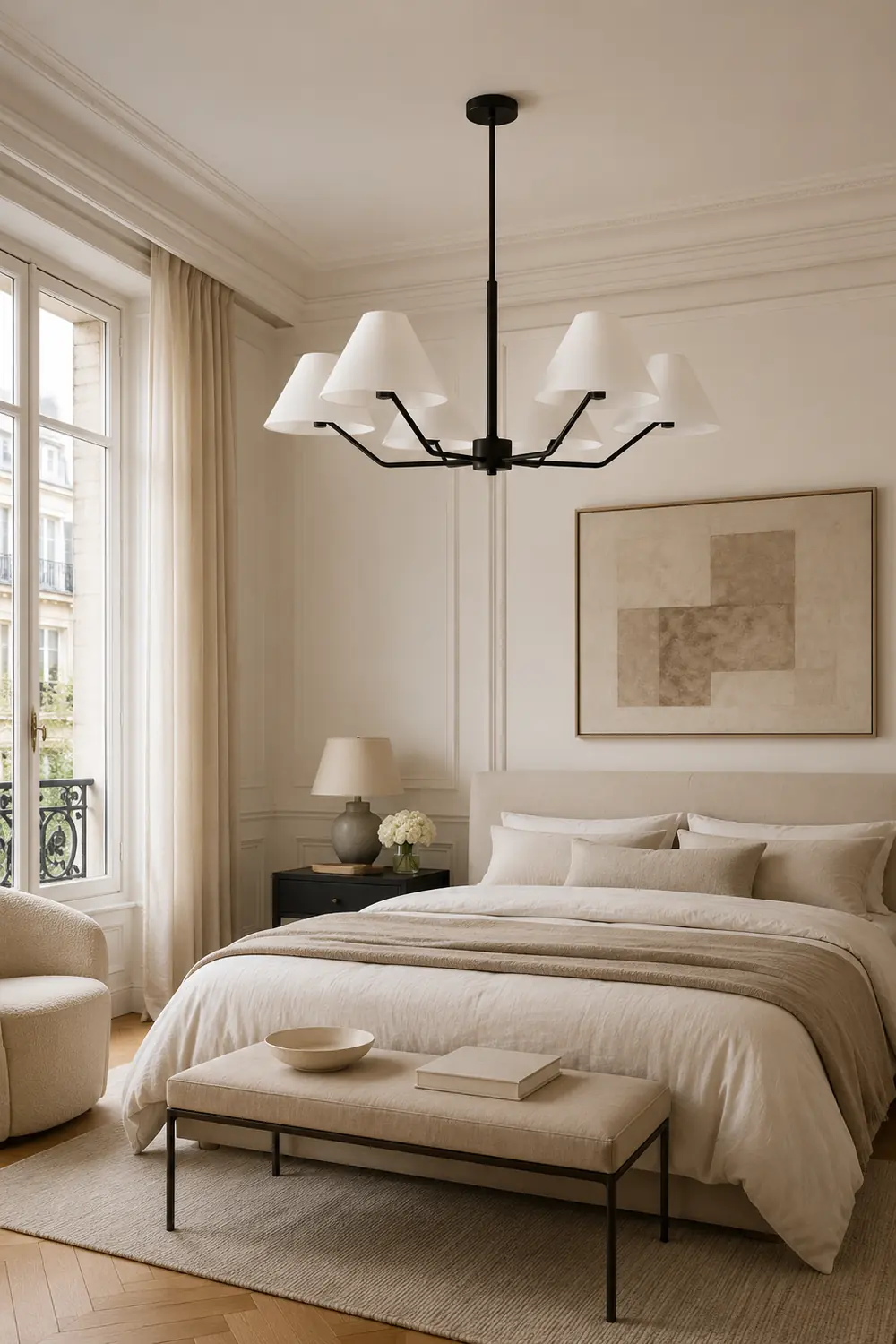Minimalist Black Fabric Shade Chandelier - Lumpaz