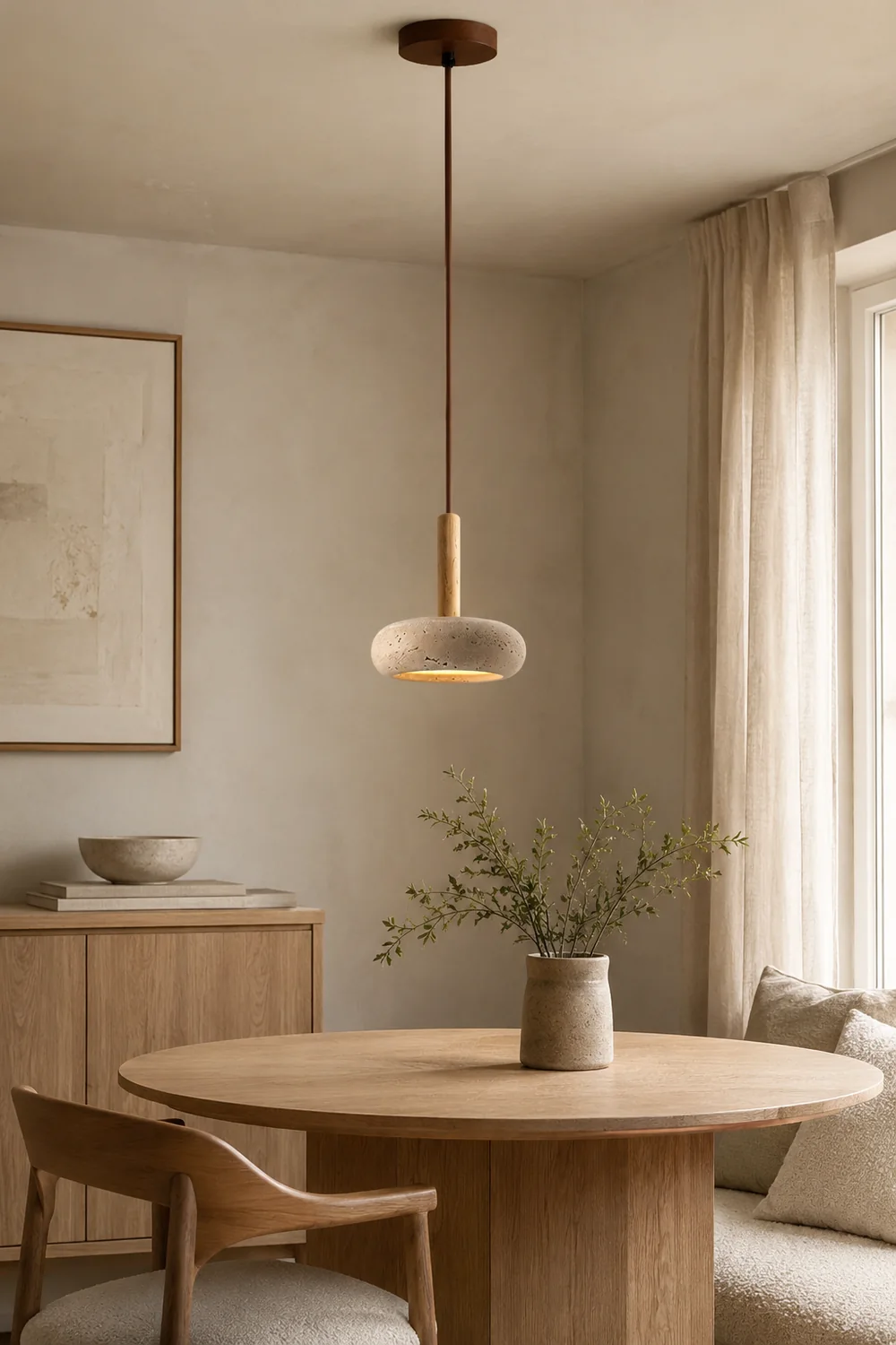 Hourglass Travertine Pendant Light - Lumpaz