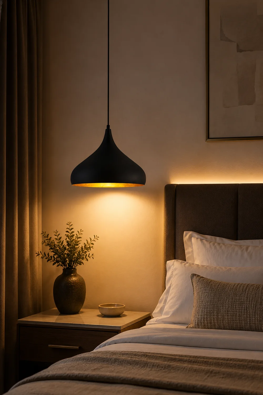 Modern Black and Gold Teardrop Pendant Lamp - Lumpaz