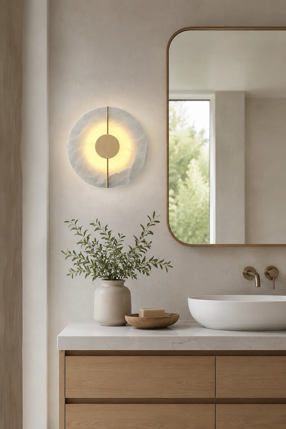Zen Harmony Round Marble Wall Light - Lumpaz