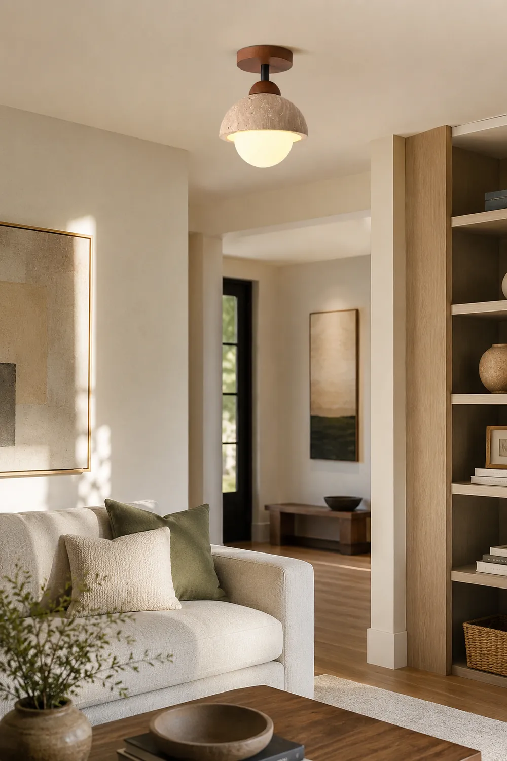 Travertine Flush Mount Ceiling Light - Lumpaz