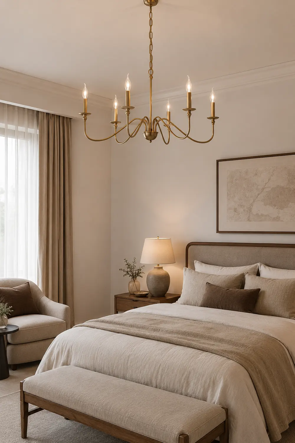 Classic Brass 6-Light Candle Chandelier - Lumpaz