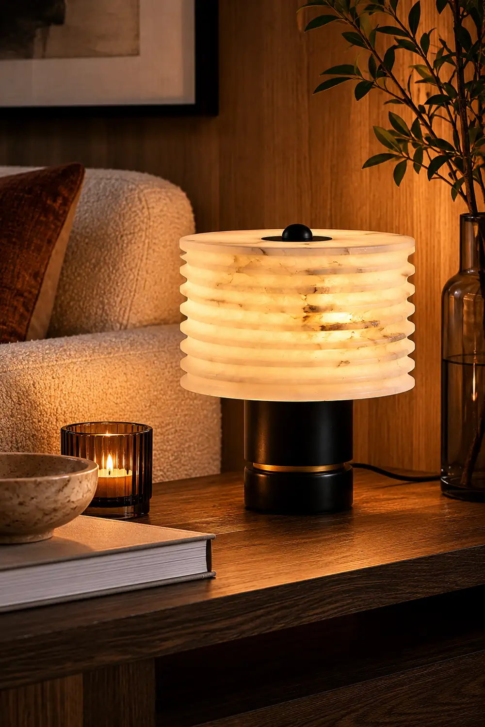 Luxury Black Alabaster Table Lamp - Lumpaz