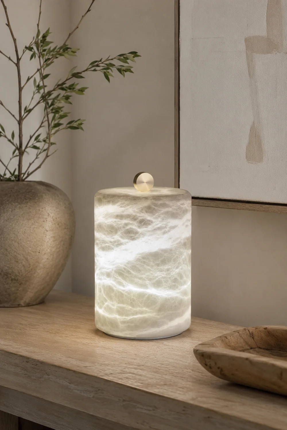 Cylindrical Alabaster Table Lamp - Lumpaz