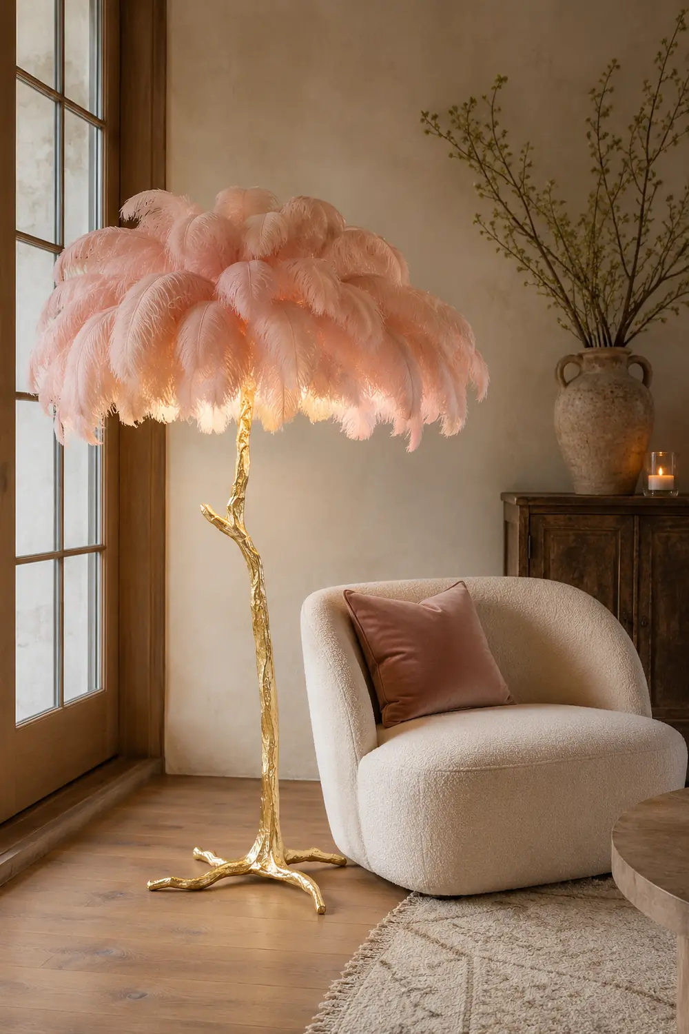 Colorful Ostrich Feather Floor Lamp - Lumpaz