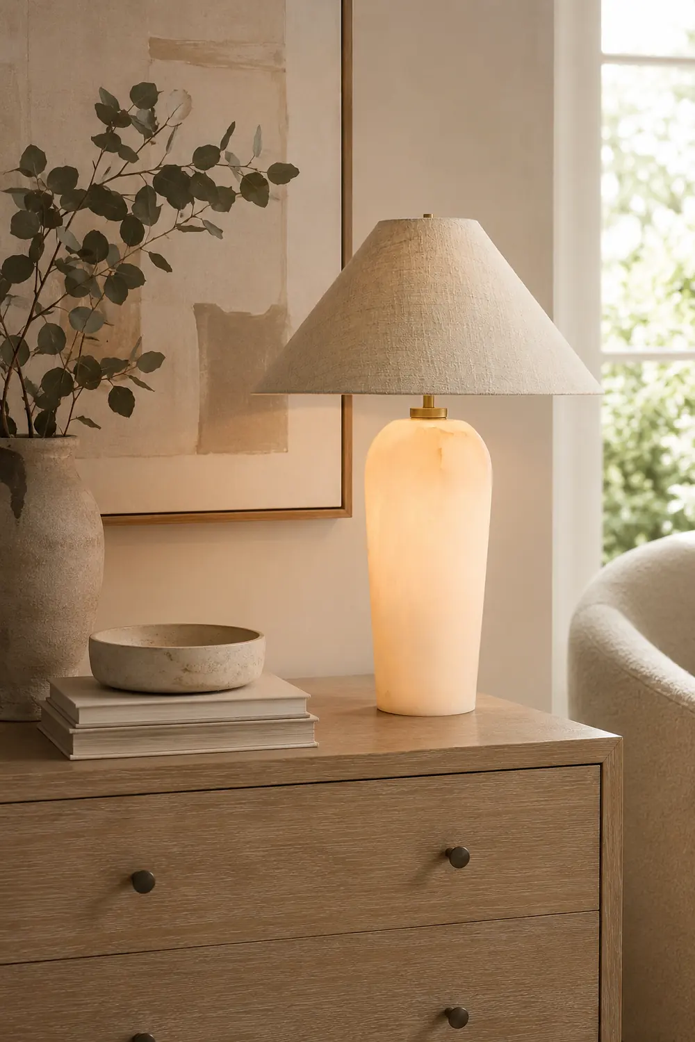 Carter Natural Stone Shade Table Lamp - Lumpaz