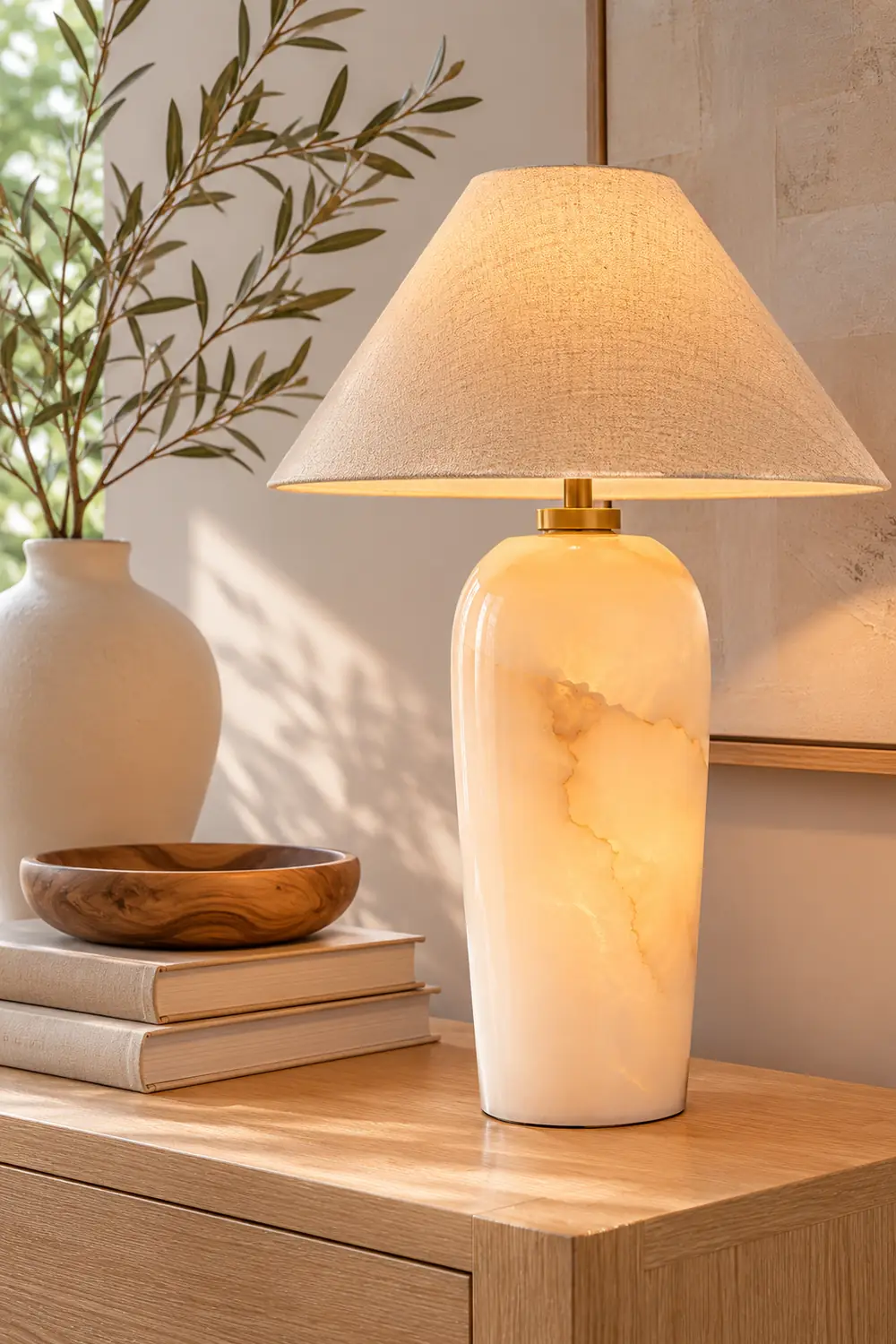 Carter Natural Stone Shade Table Lamp - Lumpaz