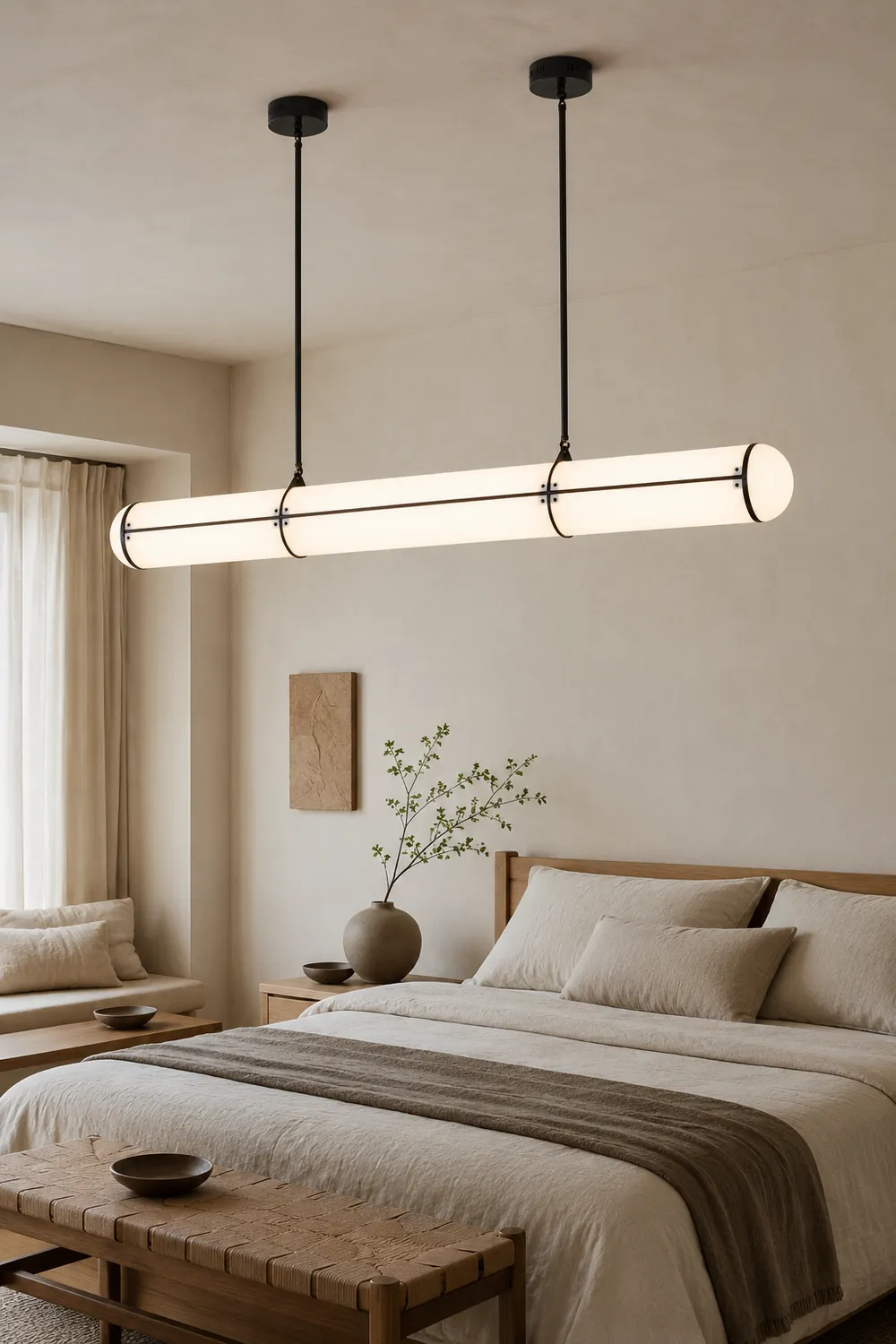 Cylindrical Double Hanging Line Straight Chandelier Dining Room - Lumpaz