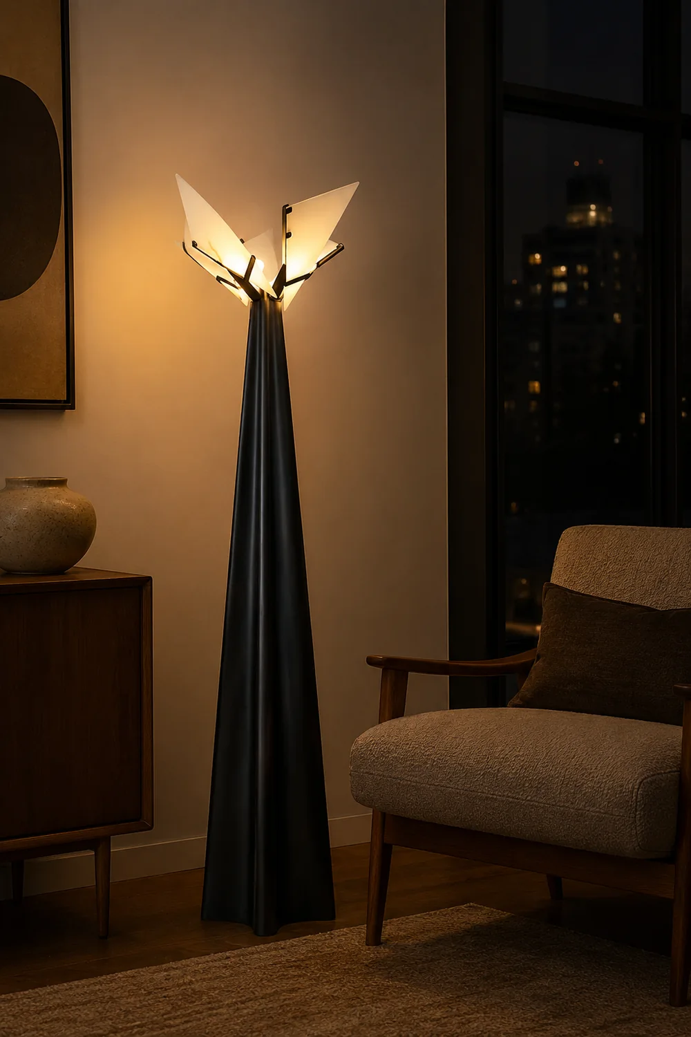 Abstract Black and Alabaster Floor Light - Lumpaz
