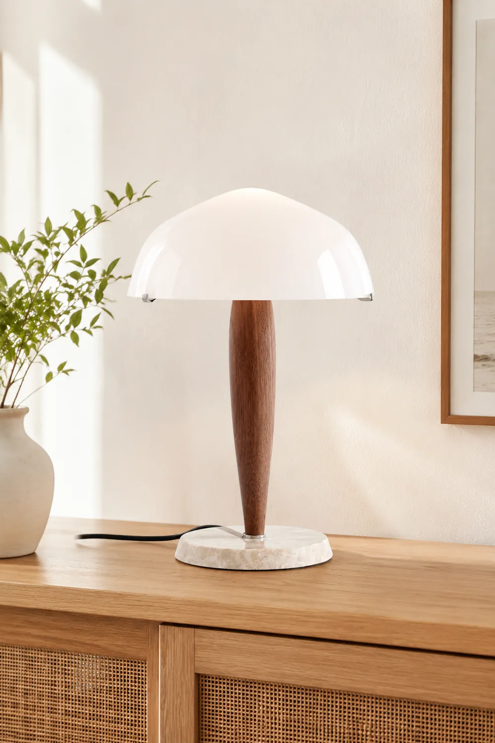 Scandi Walnut Dome Table Lamp - Lumpaz