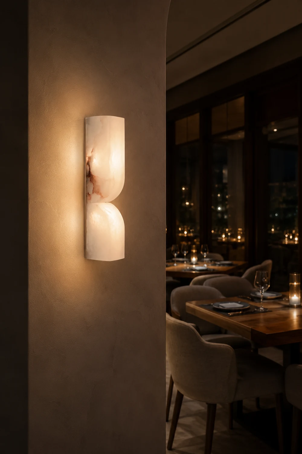 Double Curve Alabaster Wall Light - Lumpaz