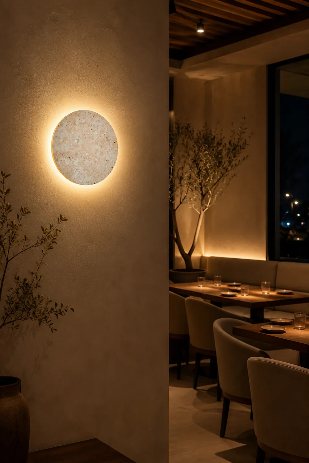 Round Natural Stone LED Wall Light - Lumpaz