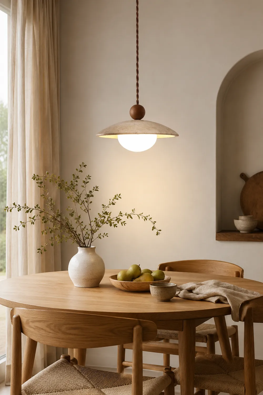 Scandinavian Travertine Disc Pendant Lamp - Lumpaz
