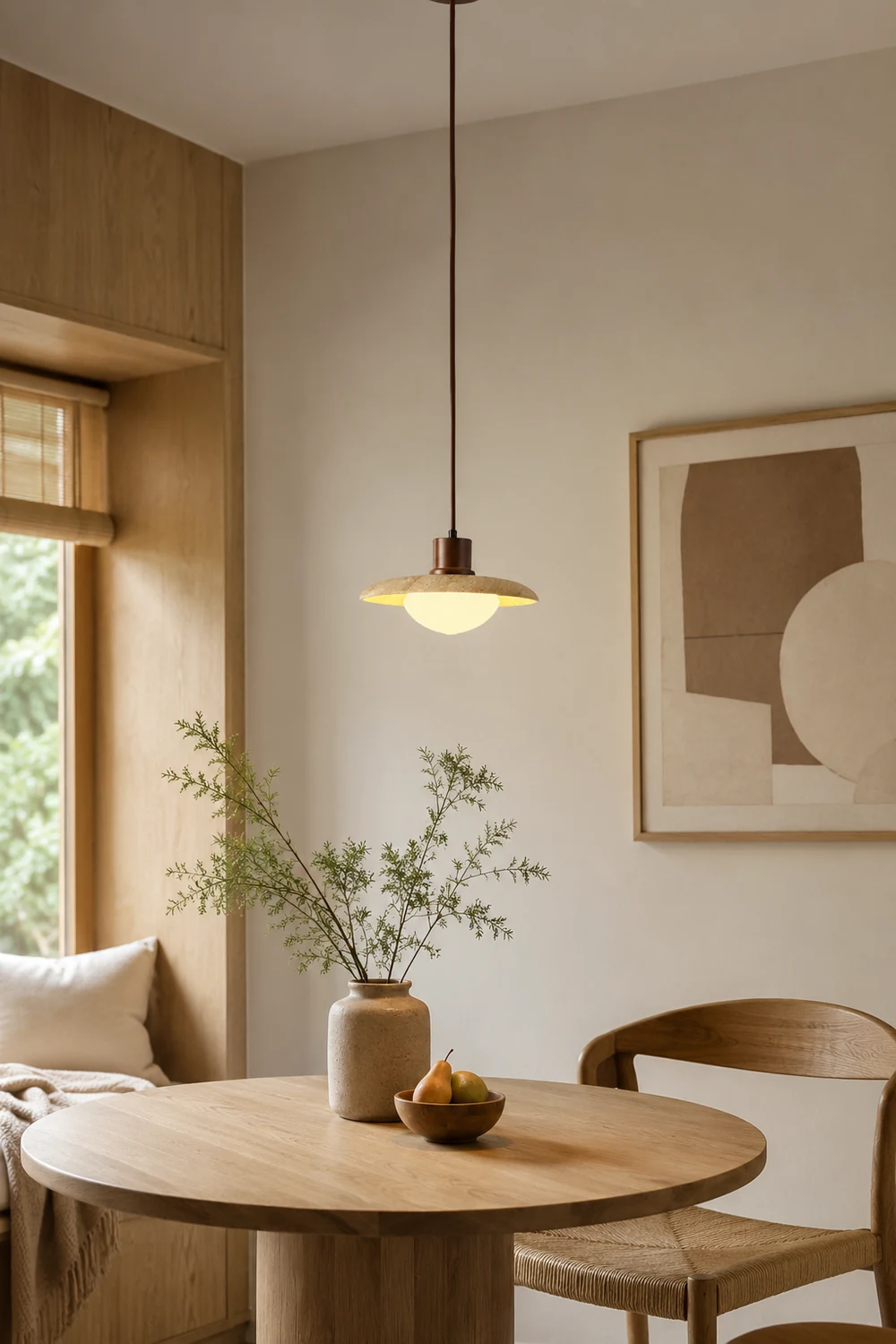 Japanese Modern Travertine Hanging Light - Lumpaz