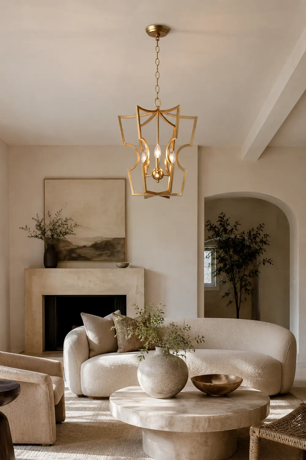 Rustic gold lantern chandelier - Lumpaz