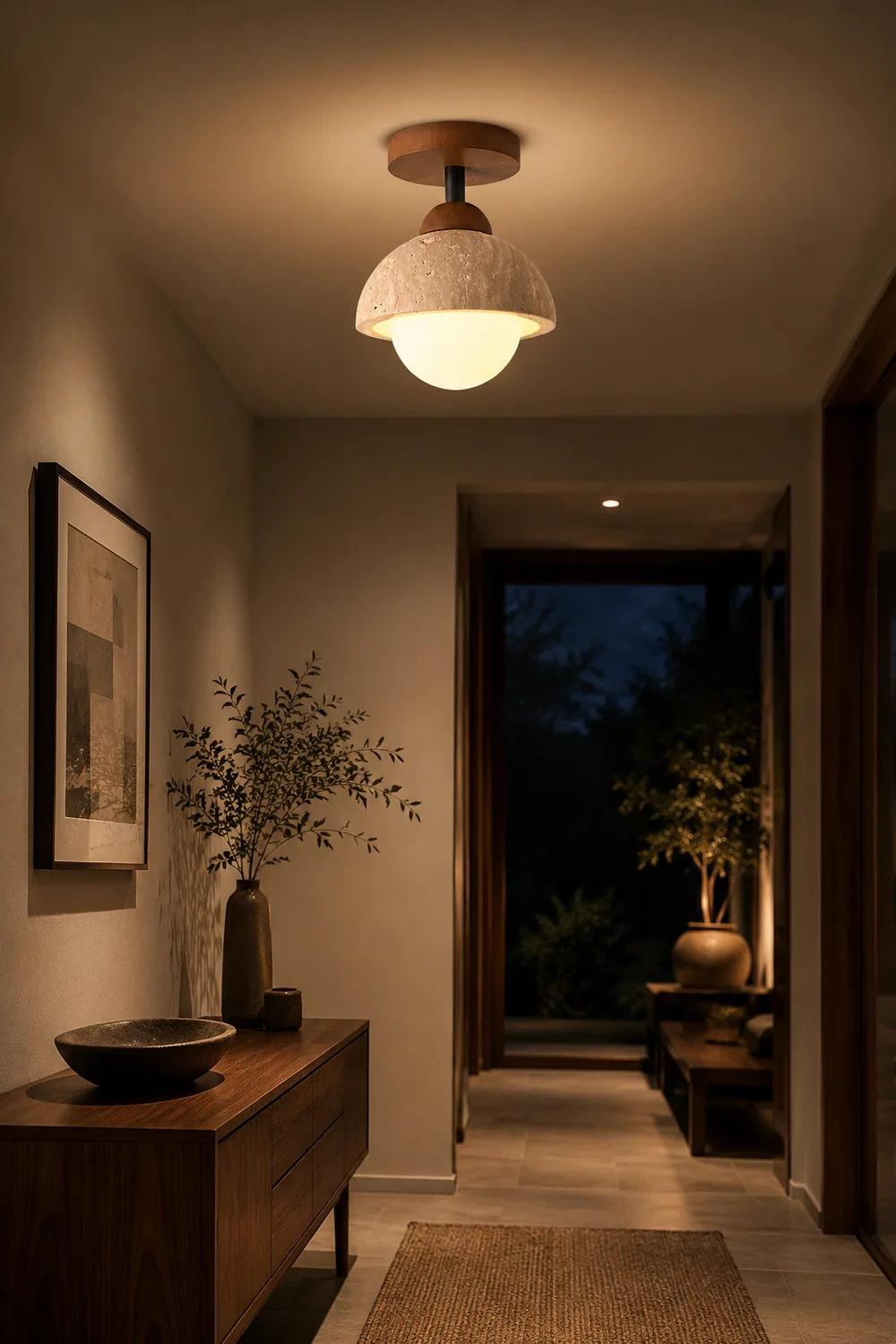 Travertine Flush Mount Ceiling Light - Lumpaz