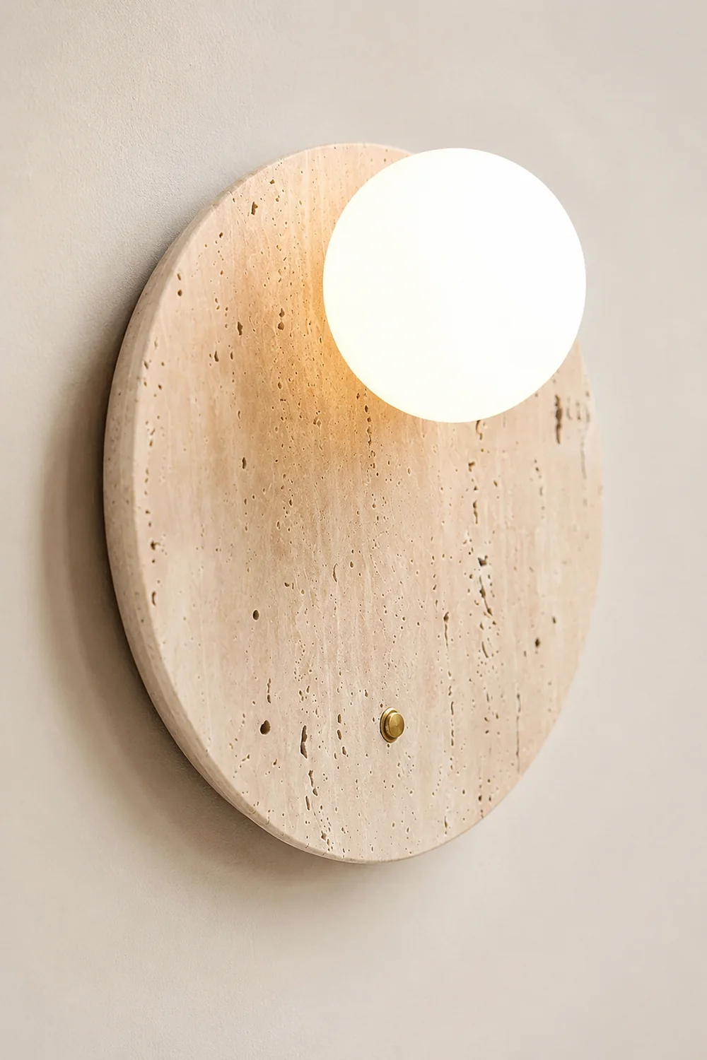 Japanese Oval Travertine Wall Light - Lumpaz