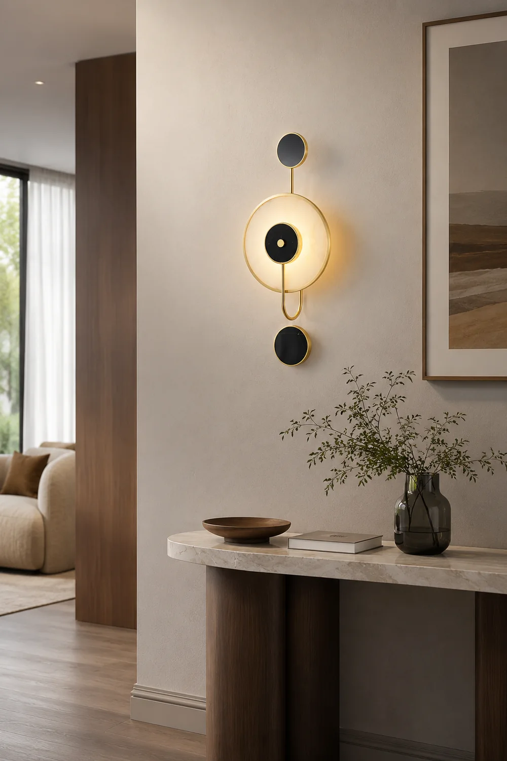 Art Deco Black & White Alabaster Wall Lamp - Lumpaz