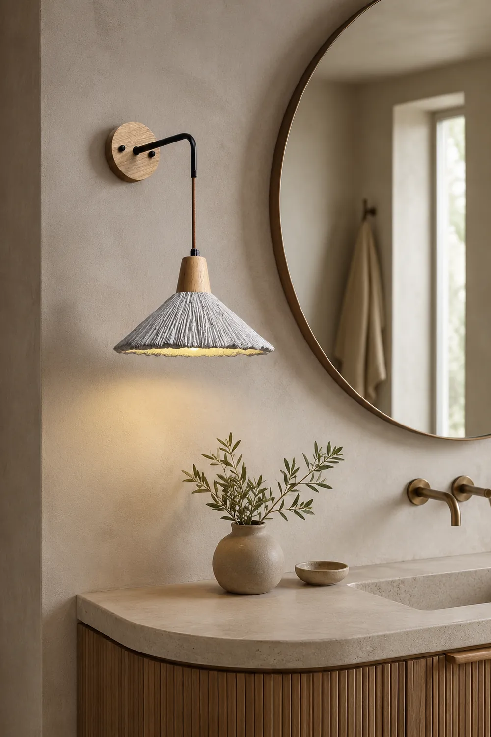 Vintage Textured Wood Wall Lamp - Lumpaz