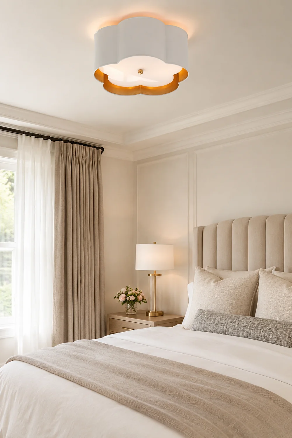 Scalloped Gold Trim Ceiling Light - Lumpaz