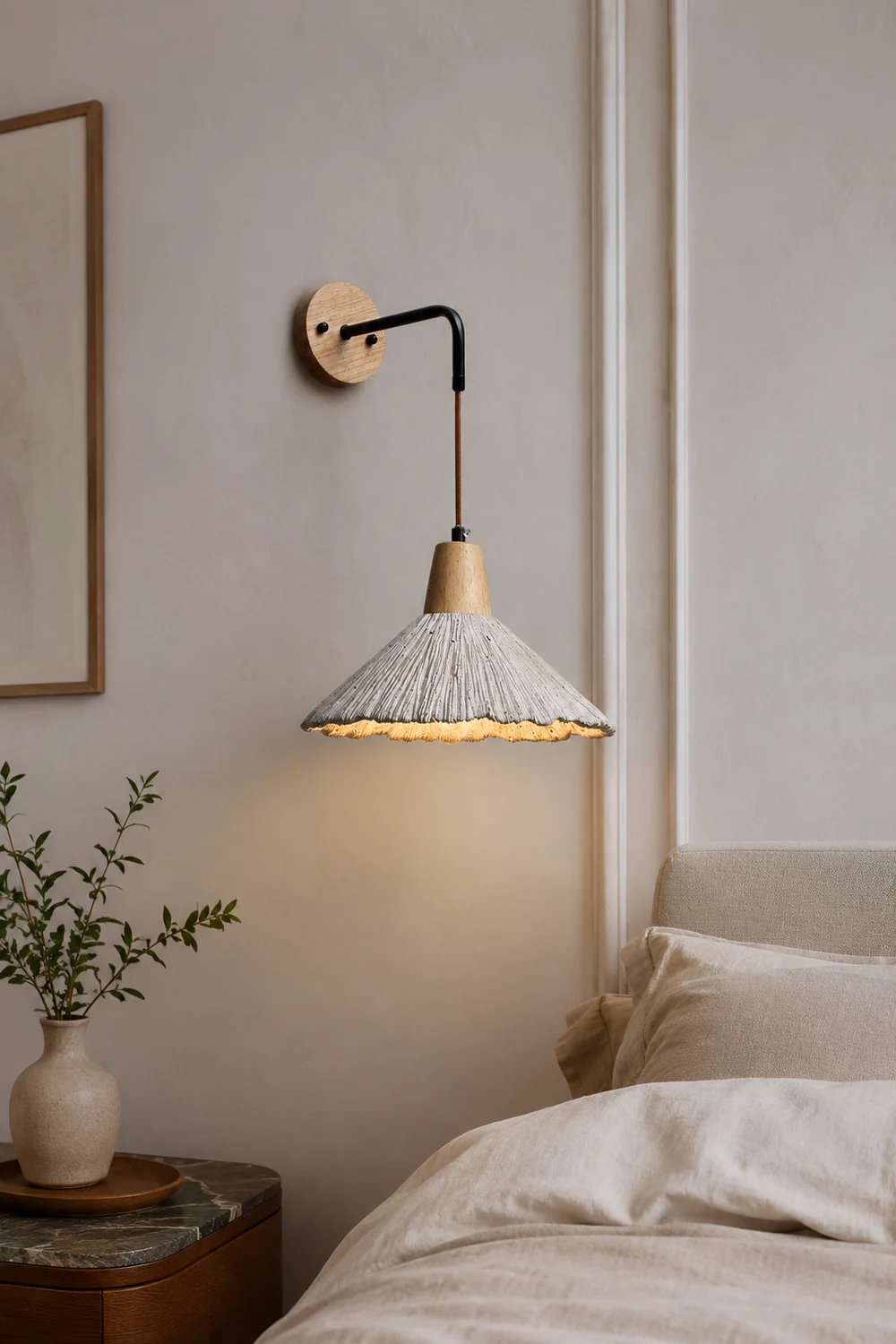 Vintage Textured Wood Wall Lamp - Lumpaz