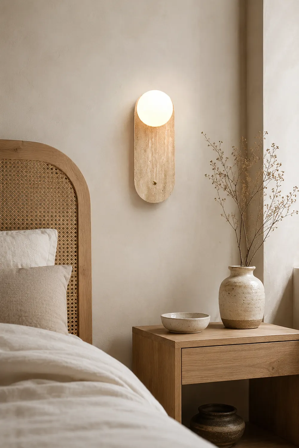 Yellow Oval Travertine Wall Sconce - Lumpaz