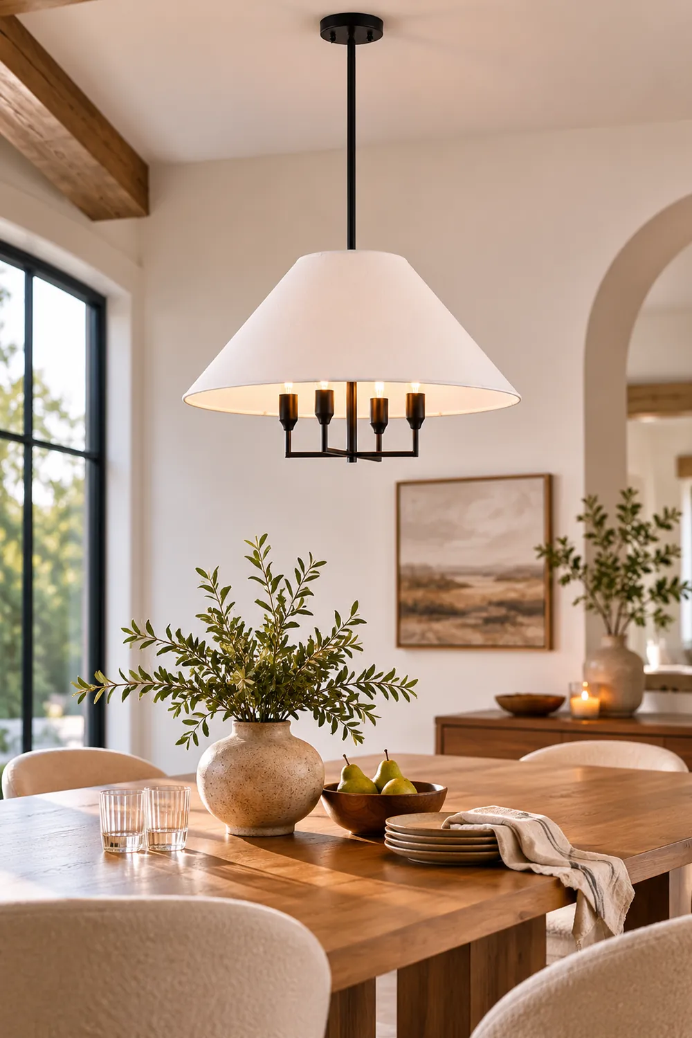 Modern Farmhouse Conical Fabric Chandelier - Lumpaz