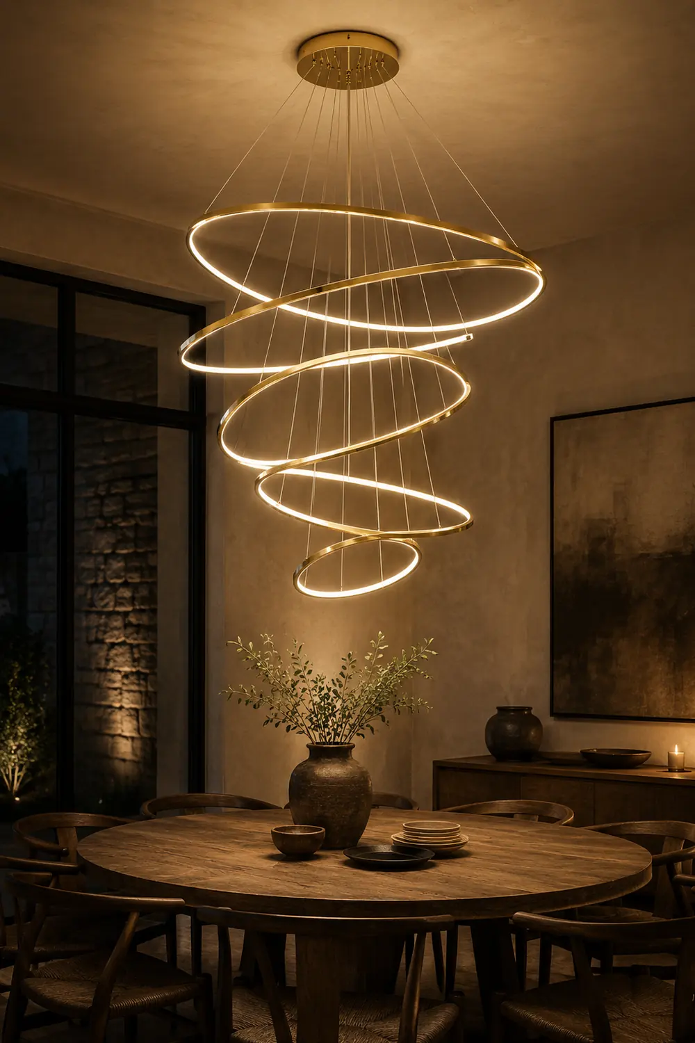 TLANX Large Tiered Ring Foyer Chandelier - Lumpaz